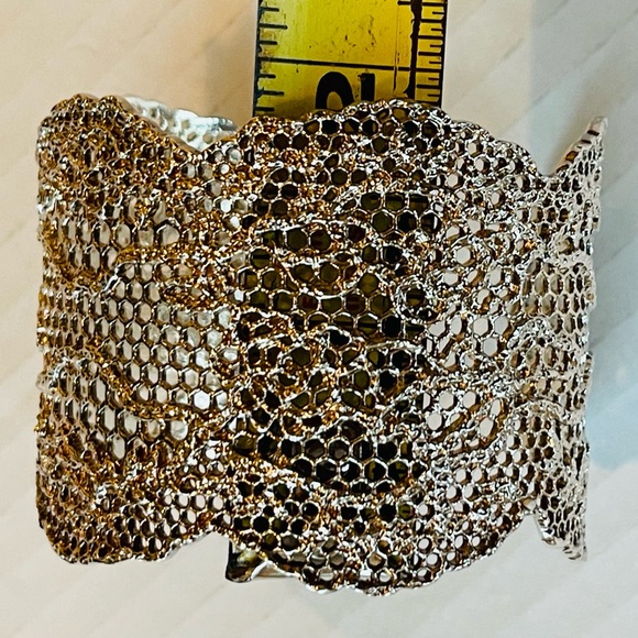 AURELIE BIDERMANN Rose Gold Lace Cuff Bracelet Authentic Jewelry France Like New - Picture 12 of 14